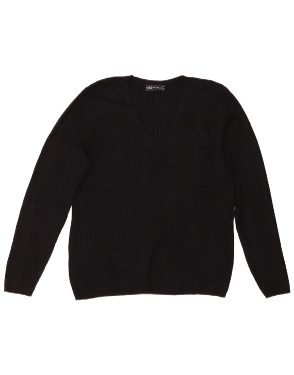 Женский джемпер с v-образным вырезом Marks & Spencer UK 14, средний черный, вискоза