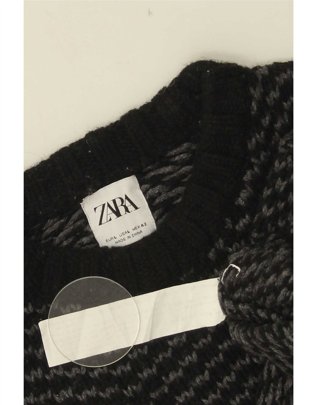 Мужской джемпер с круглым вырезом Zara, большой черный нейлон с шевроном
