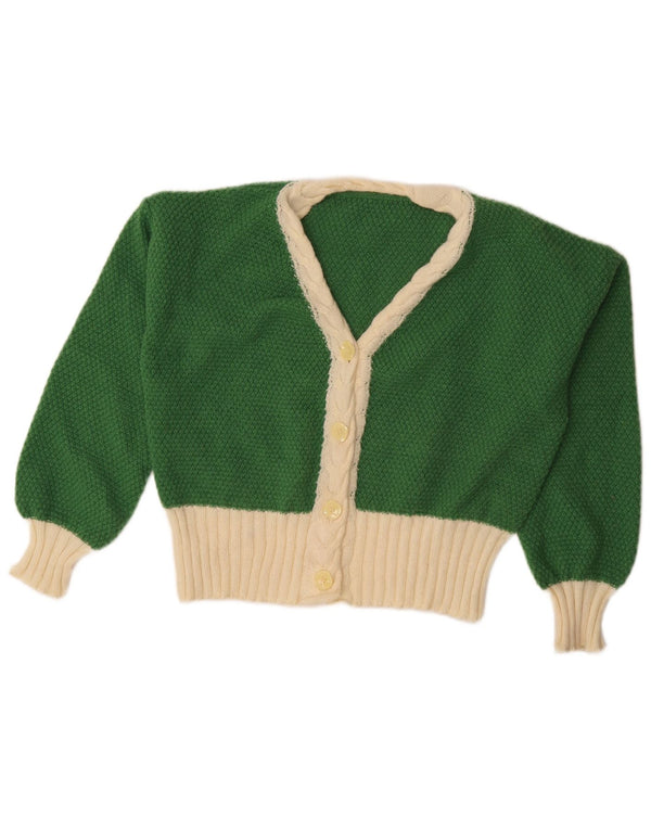 Shein Womens Crop Oversized Cardigan Sweater UK 10 Small Green Colourblock
