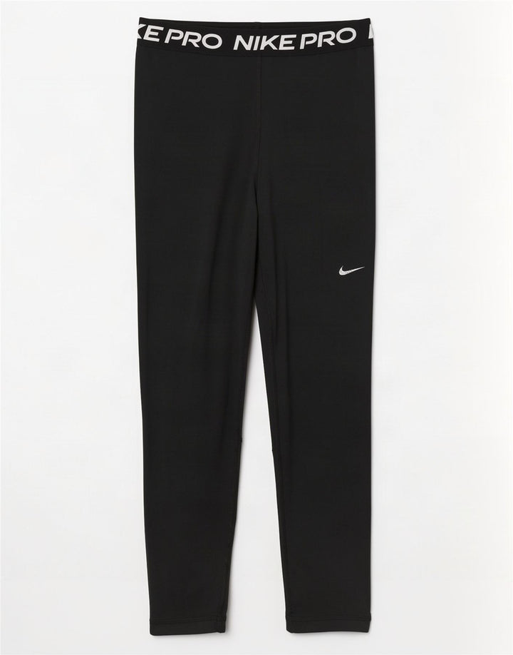 Женские укороченные леггинсы с рисунком Nike Dri Fit UK 12, средний черный полиэстер