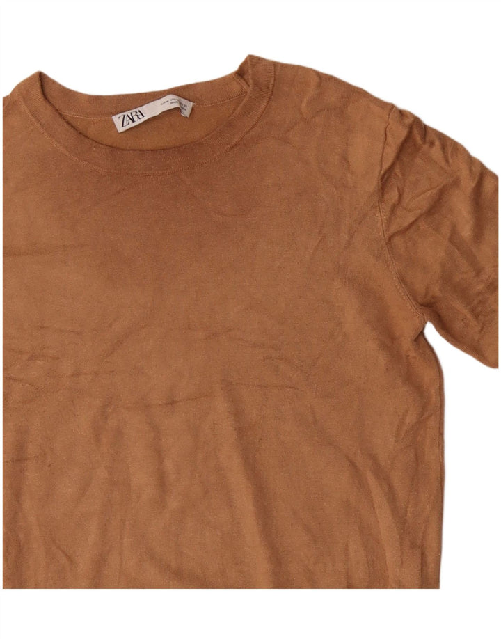 Женский джемпер с вырезом «лодочка» ZARA UK 12, средний коричневый вискоза