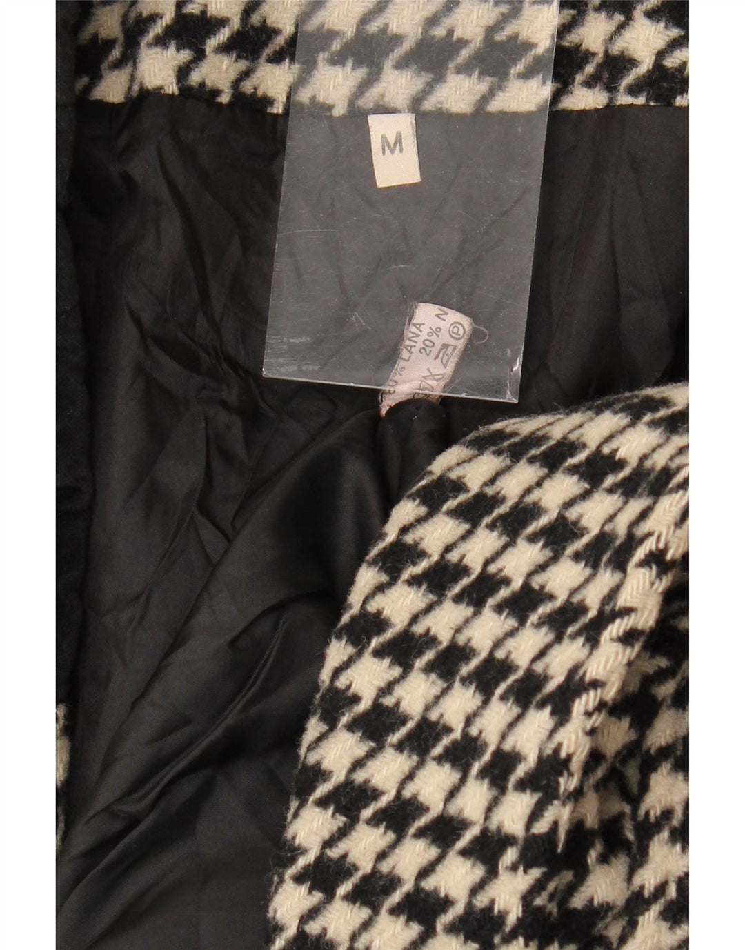 ВИНТАЖНЫЙ женский пиджак оверсайз UK 14, средний черный с узором «гусиные лапки»