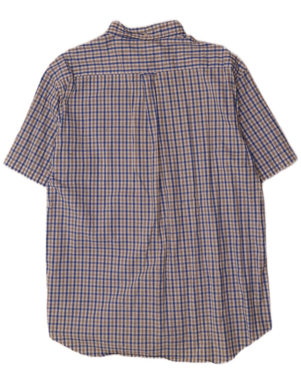 Мужская рубашка стандартного кроя с коротким рукавом Gant, размер 47/48, 19, 3XL, синяя в клетку