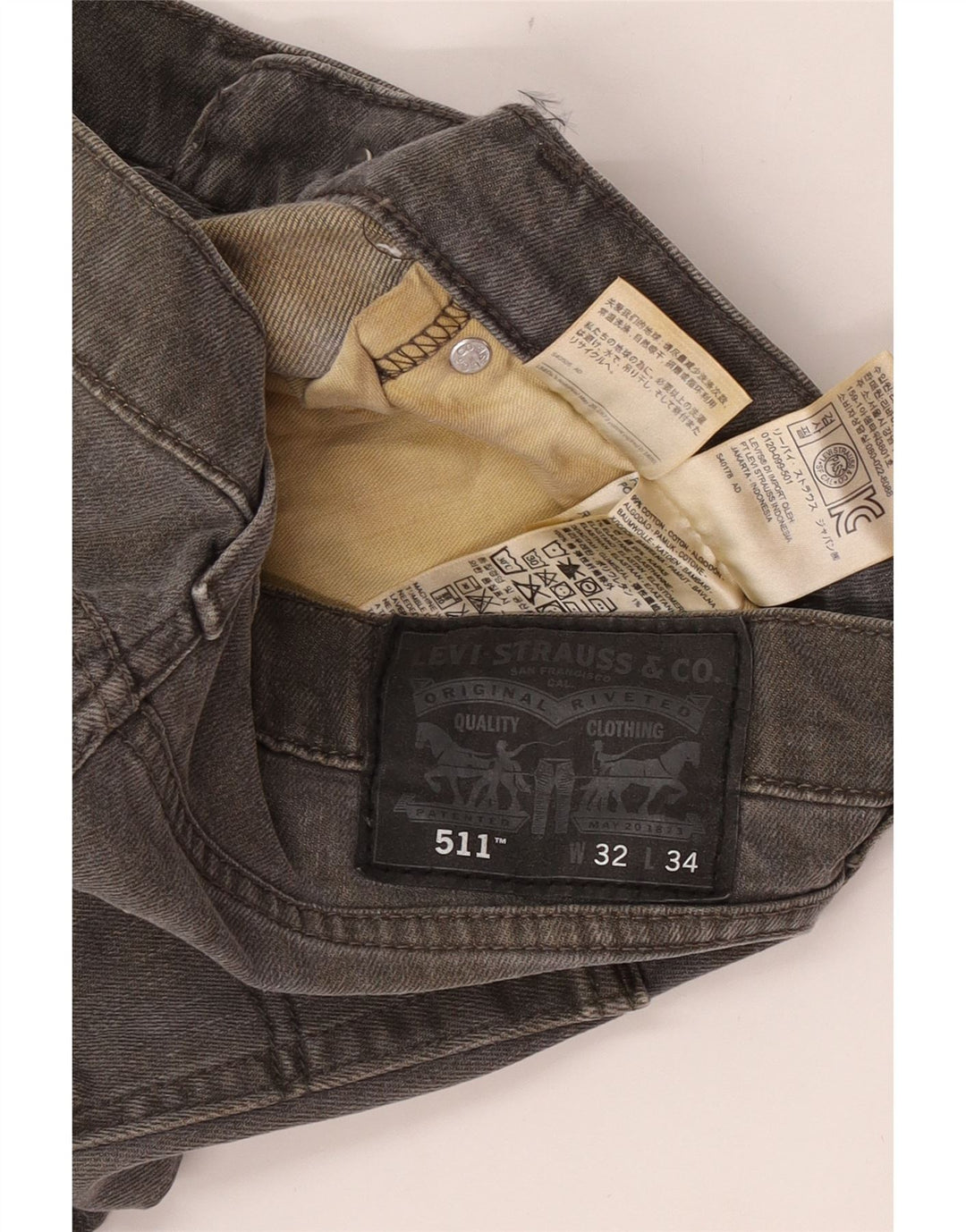 Мужские джинсы Levi's 511 Slim W32 L34 Серые хлопковые