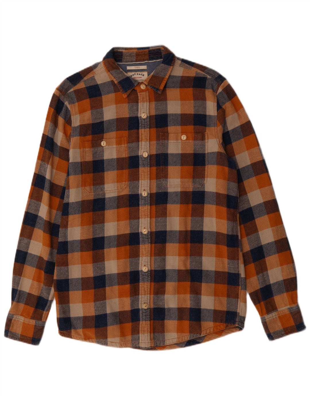 FAT FACE Мужская высокая фланелевая рубашка среднего размера, разноцветная клетка, хлопок