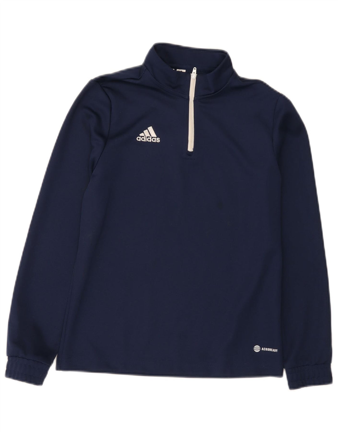 Пуловер с воротником на молнии Adidas для мальчиков Aeroready, спортивный костюм, топ 11–12 лет, темно-синий