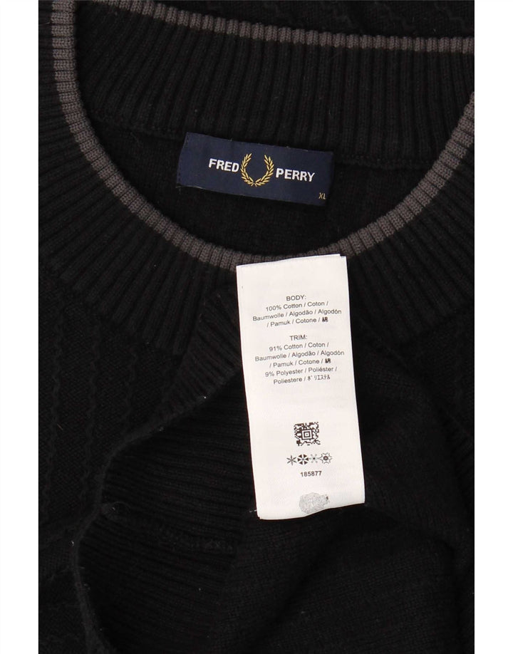 Мужской джемпер с круглым вырезом Fred Perry XL, черный хлопок