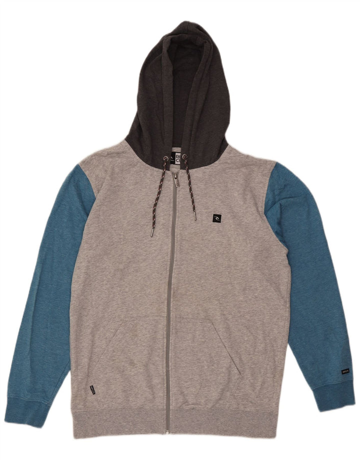 Мужской свитер с капюшоном на молнии Rip Curl, большой серый, цветных блоков