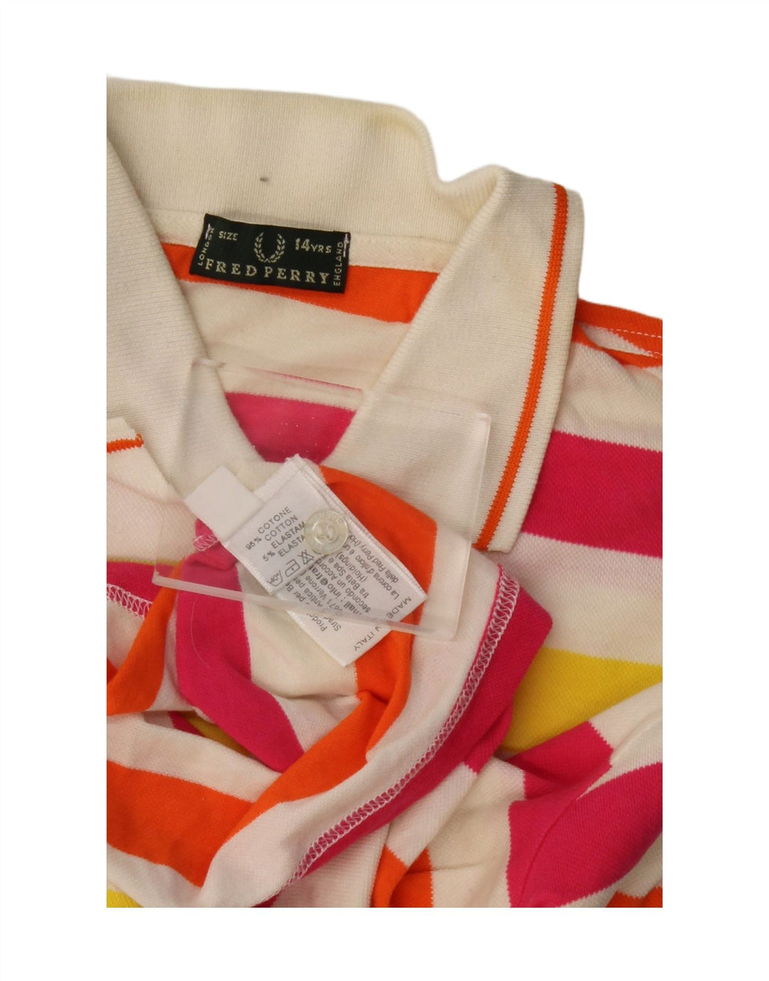 Рубашка-поло для девочек в стиле регби FRED PERRY, 13–14 лет, хлопковая разноцветная полоска