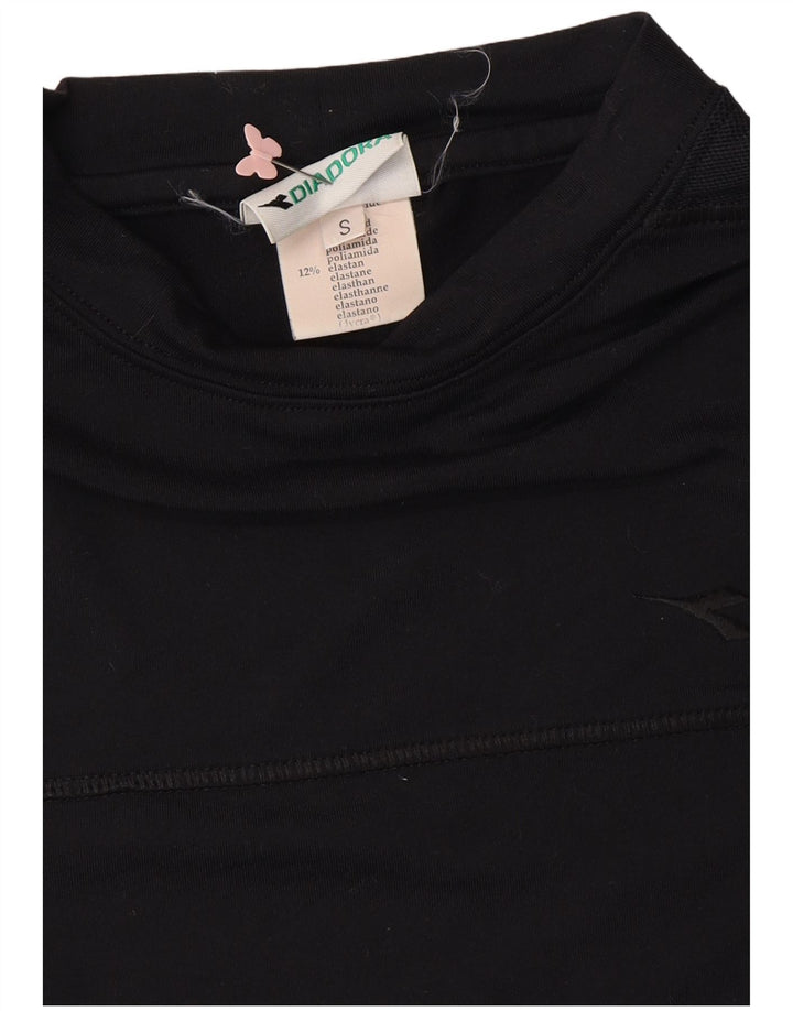 Женская укороченная футболка DIADORA UK 10, маленькая, черная, полиамид