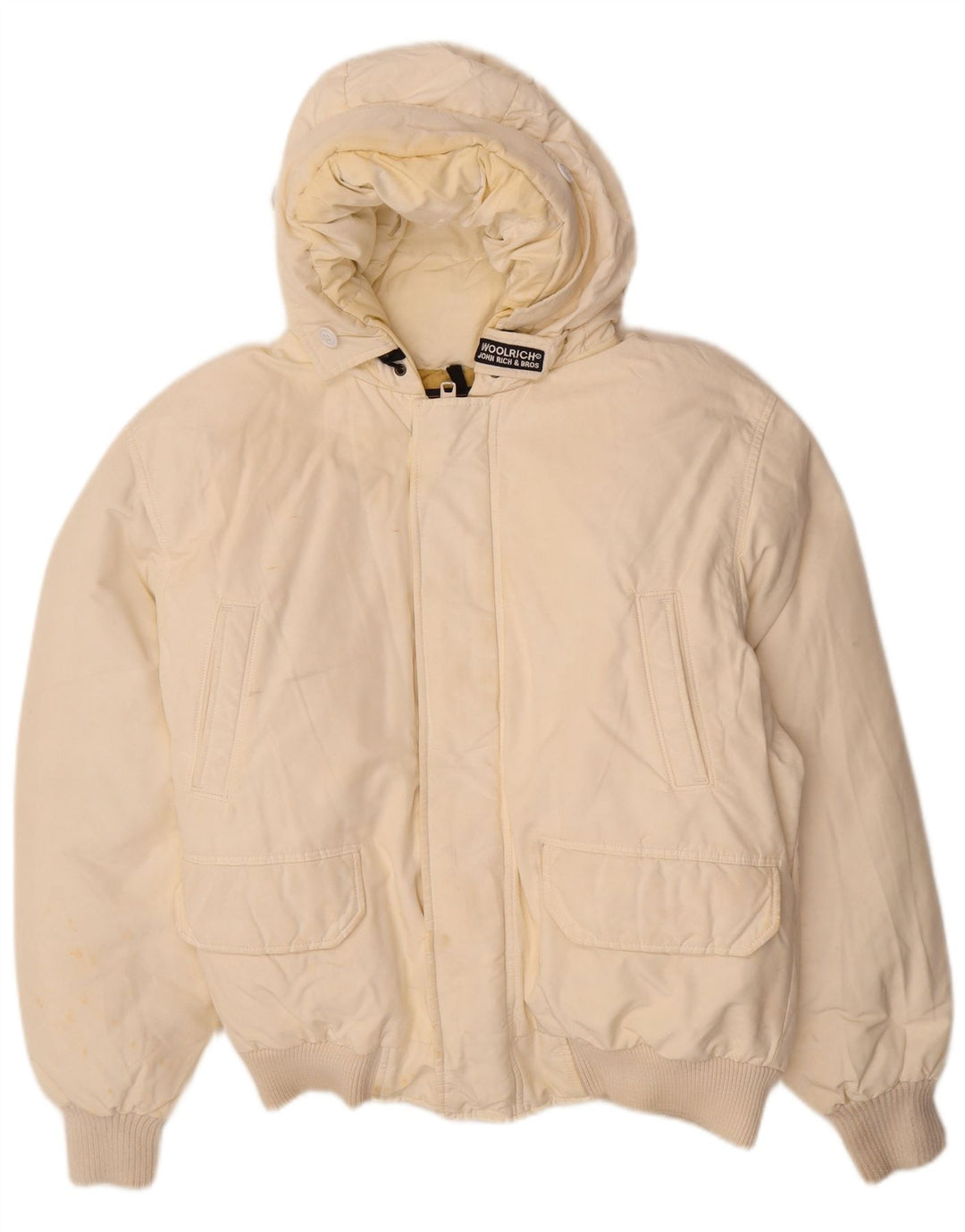 Мужская стеганая куртка Woolrich с капюшоном UK 40, большой размер, белый хлопок