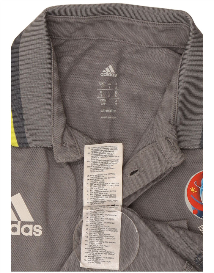 Мужская рубашка поло Adidas Climalite с графическим рисунком, маленькая серая, хлопковая
