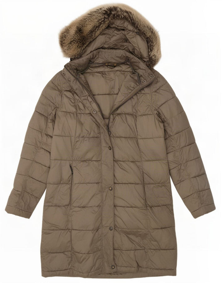 Женское пуховое пальто с капюшоном Barbour UK 12, средний хаки