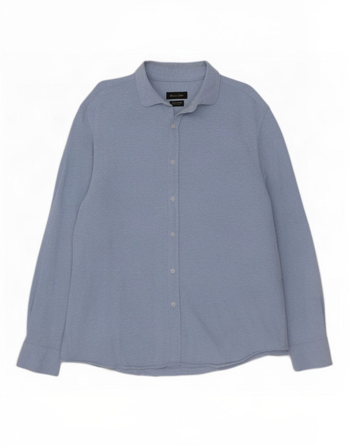 Мужская рубашка Massimo Dutti 2XL, синяя, хлопок