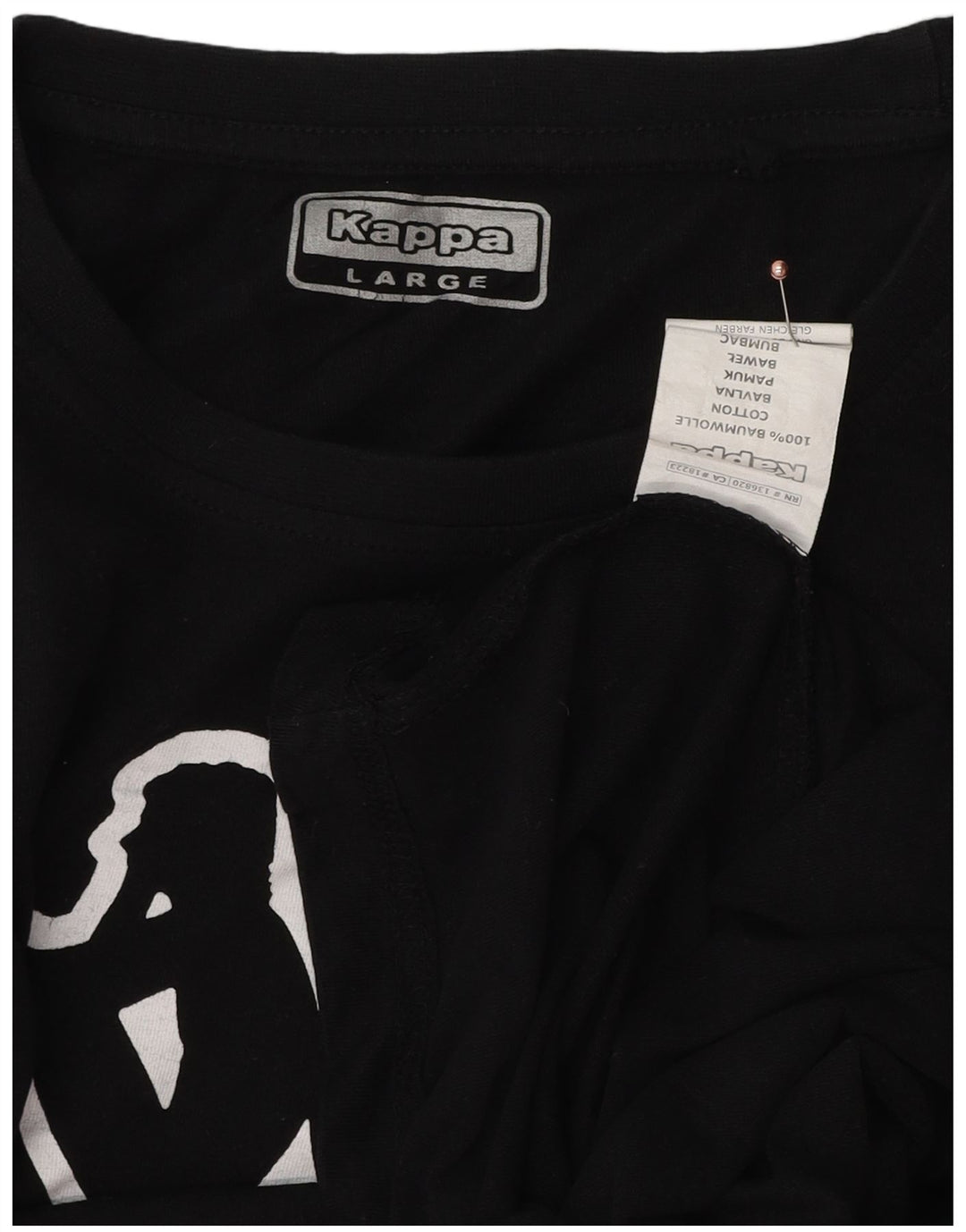 Мужская футболка с рисунком Kappa, большой черный хлопковый топ