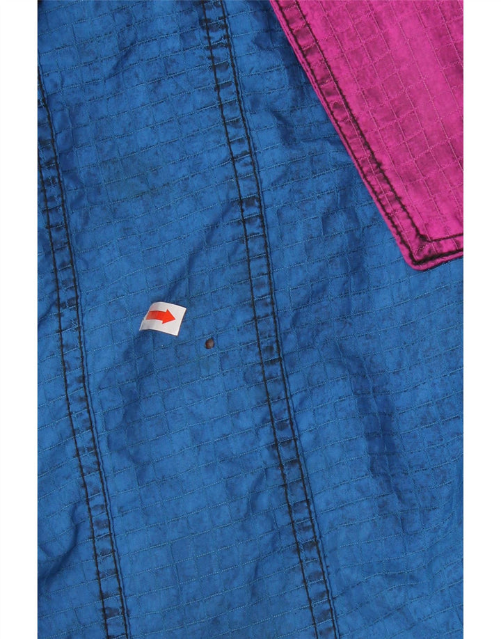 Винтажный мужской лыжный комбинезон с капюшоном IT 52, большой синий, полиамид с цветными блоками