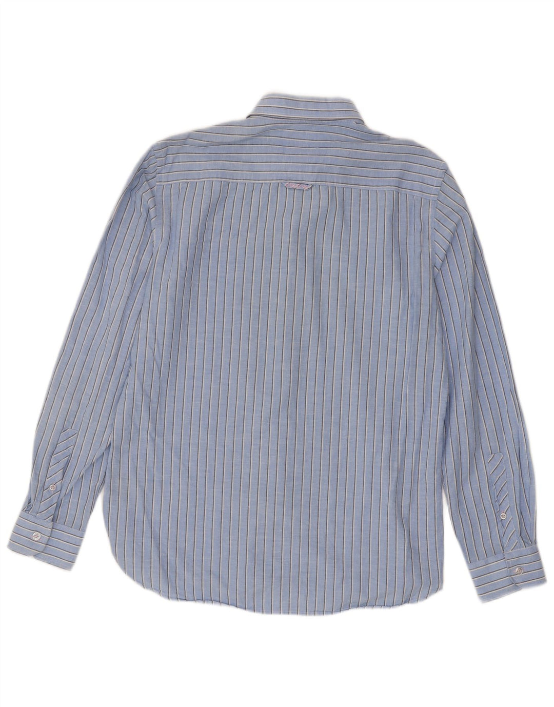 Crew Clothing Мужская приталенная рубашка из хлопка средней синей полоски
