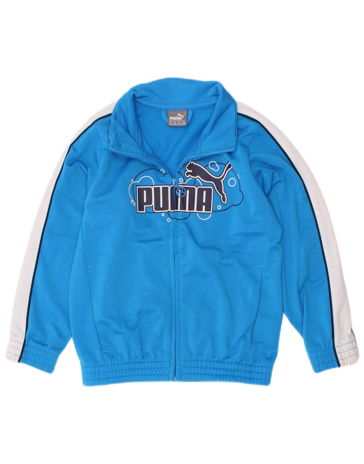 Спортивный костюм с графическим рисунком для мальчиков Puma, синяя куртка с цветными блоками, 2–3 года