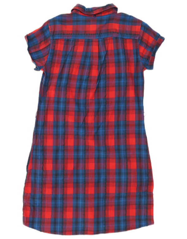 Lee Женское платье-рубашка с короткими рукавами UK 12, средний красный хлопок в клетку