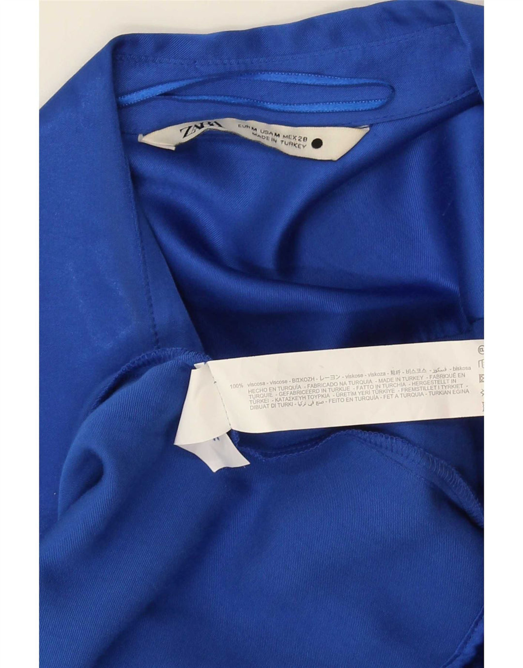 Женское платье с запахом и длинными рукавами Zara UK 14, средний синий, вискоза