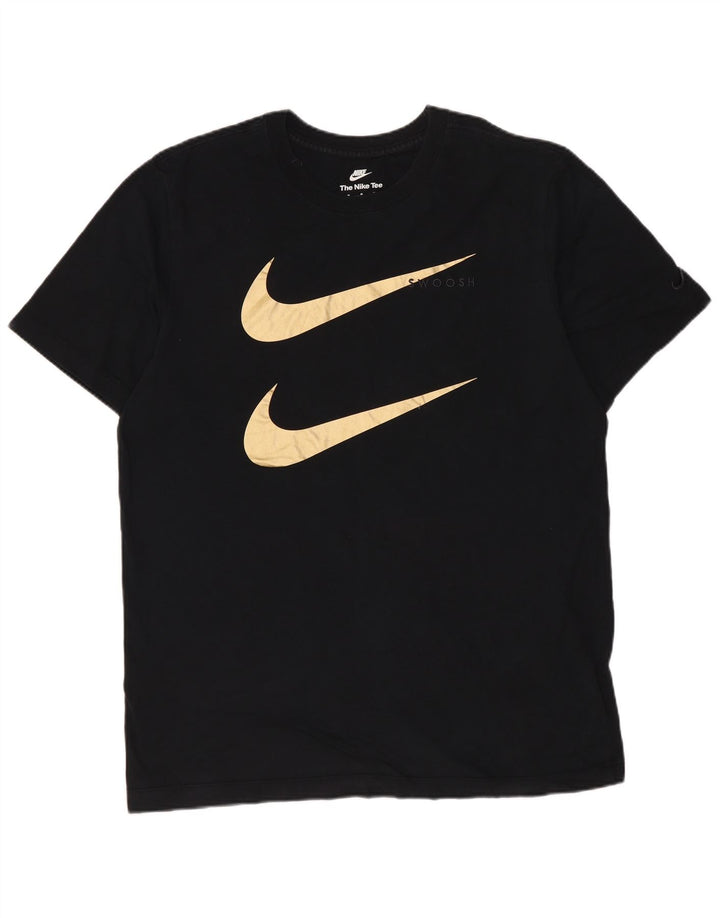 Мужская футболка с рисунком Nike Swoosh, средний черный хлопковый топ