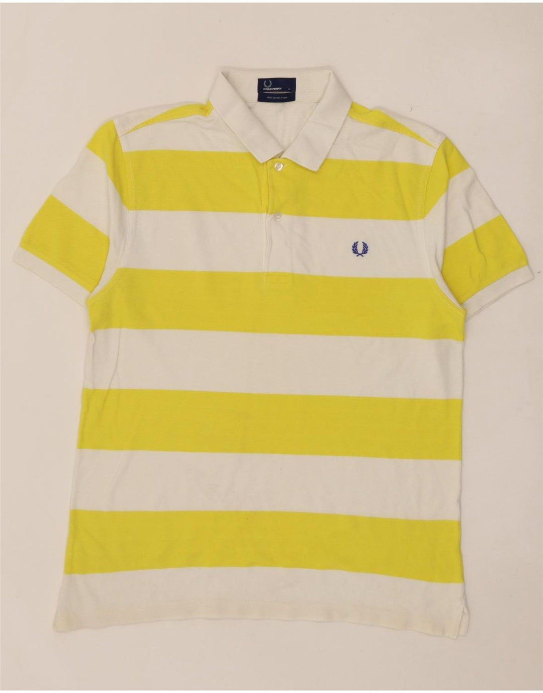 Мужская рубашка-поло Fred Perry в большую желтую полоску из хлопка