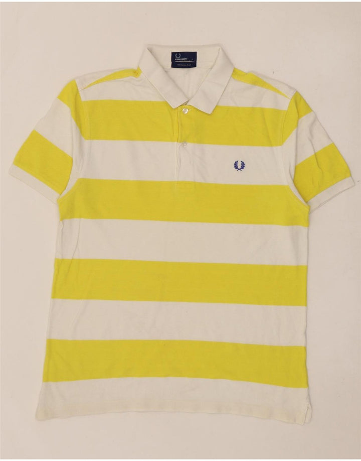 Мужская рубашка-поло Fred Perry в большую желтую полоску из хлопка
