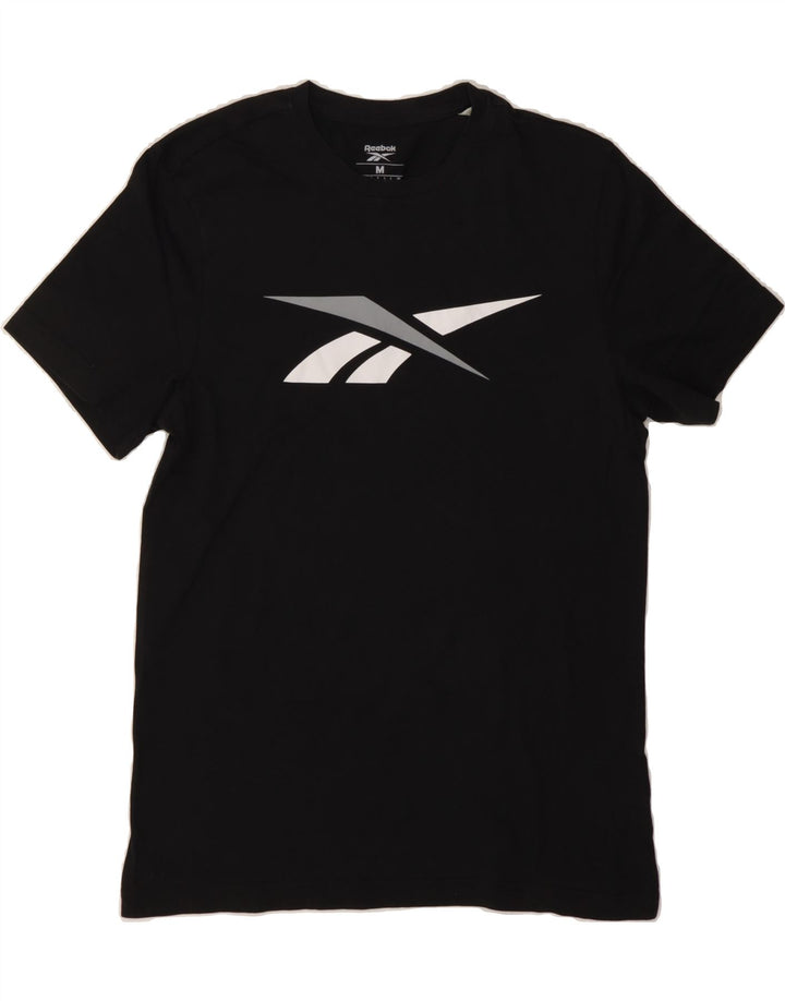 REEBOK Mens Graphic T-Shirt Top Medium Black Cotton Vintage Reebok and Second-Hand Reebok from Messina Hembry 
