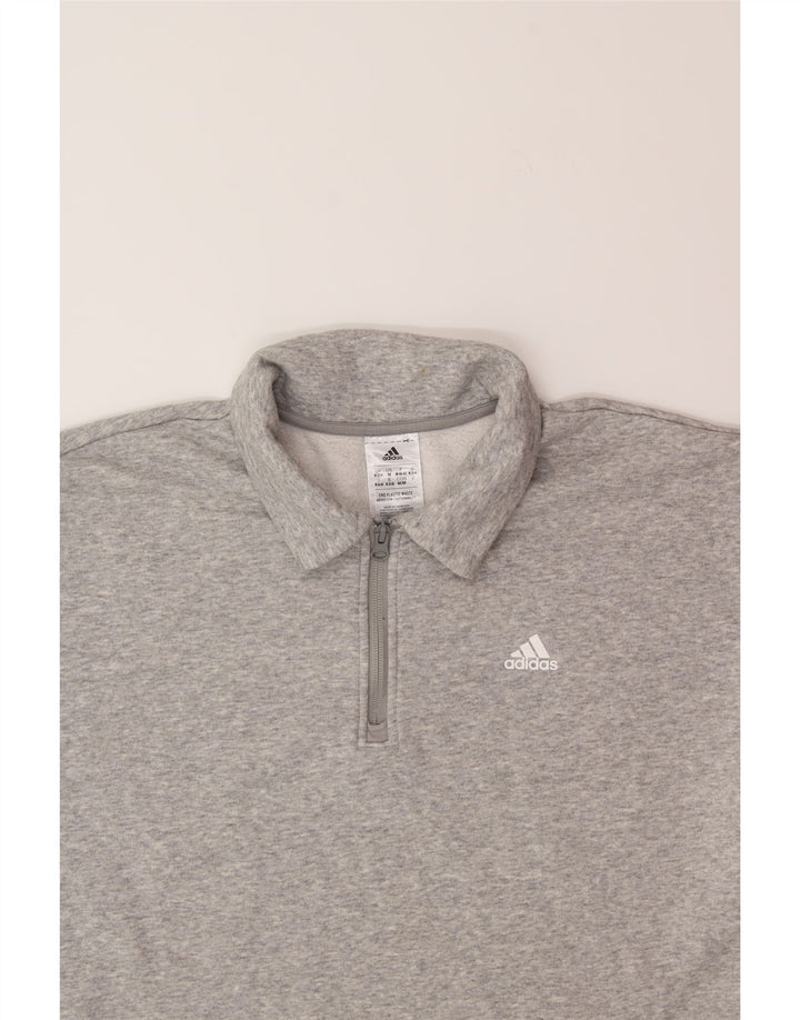 ADIDAS Womens Oversized Crop Sweatshirt Jumper UK 12/14 Medium Grey Vintage Adidas and Second-Hand Adidas from Messina Hembry 