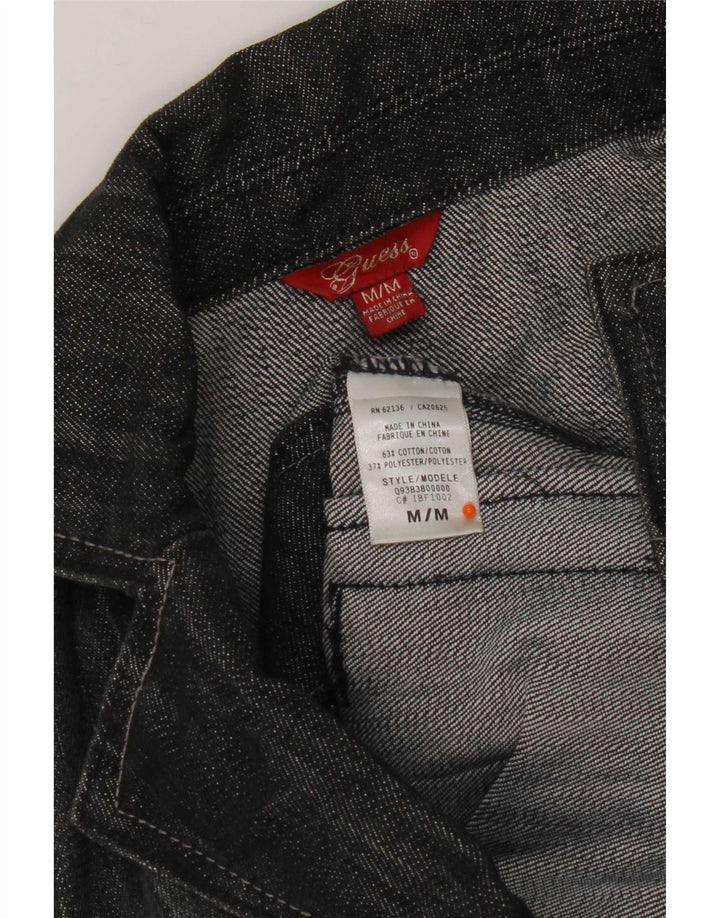 Женская укороченная джинсовая куртка Guess UK 12, средний черный хлопок, черный цвет