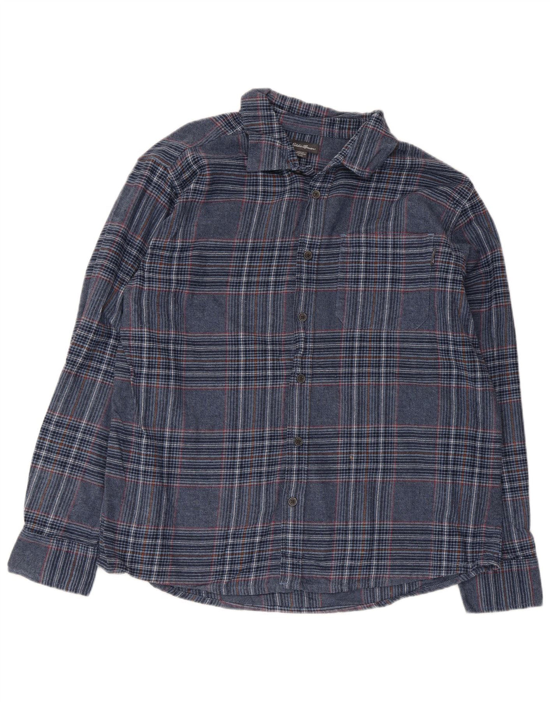 Мужская фланелевая рубашка Eddie Bauer XL, синяя клетка, хлопок