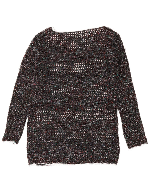 ВИНТАЖНЫЙ женский джемпер с вырезом «лодочка», Великобритания, 12, средний, разноцветный, в крапинку