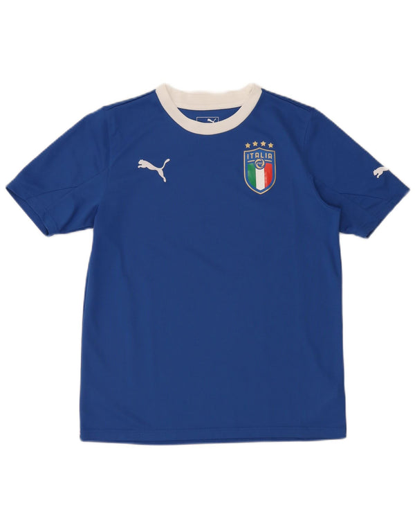 Футболка с рисунком Puma Boys Italia, топ 13–14 лет, синий полиэстер