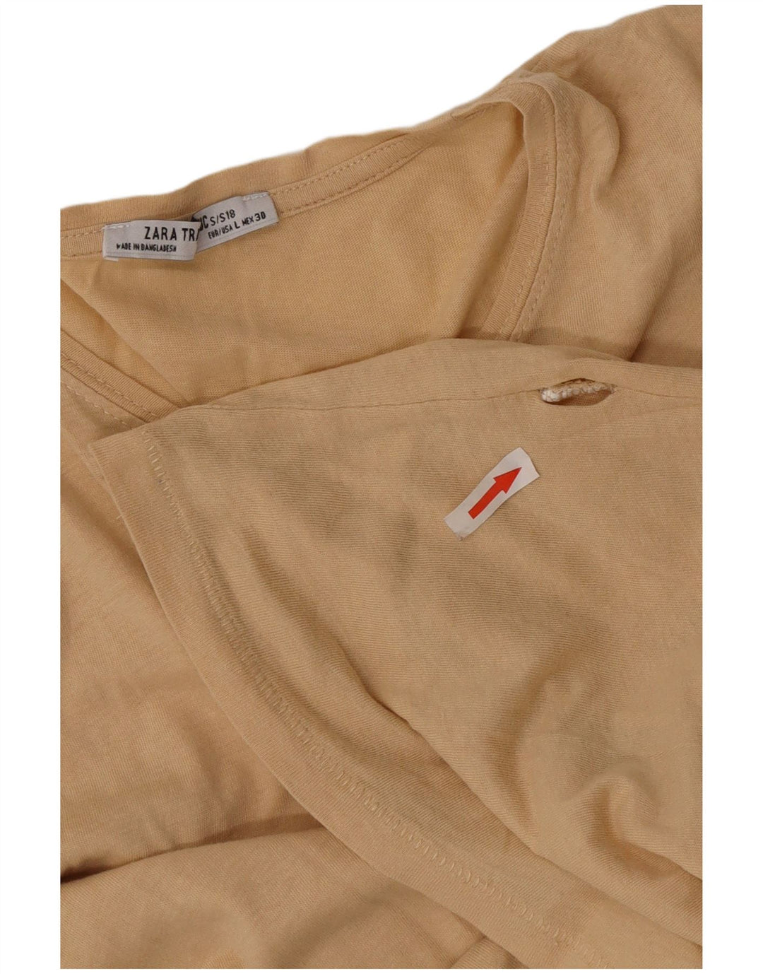 Женская футболка Zara Top UK 16, большая, бежевая