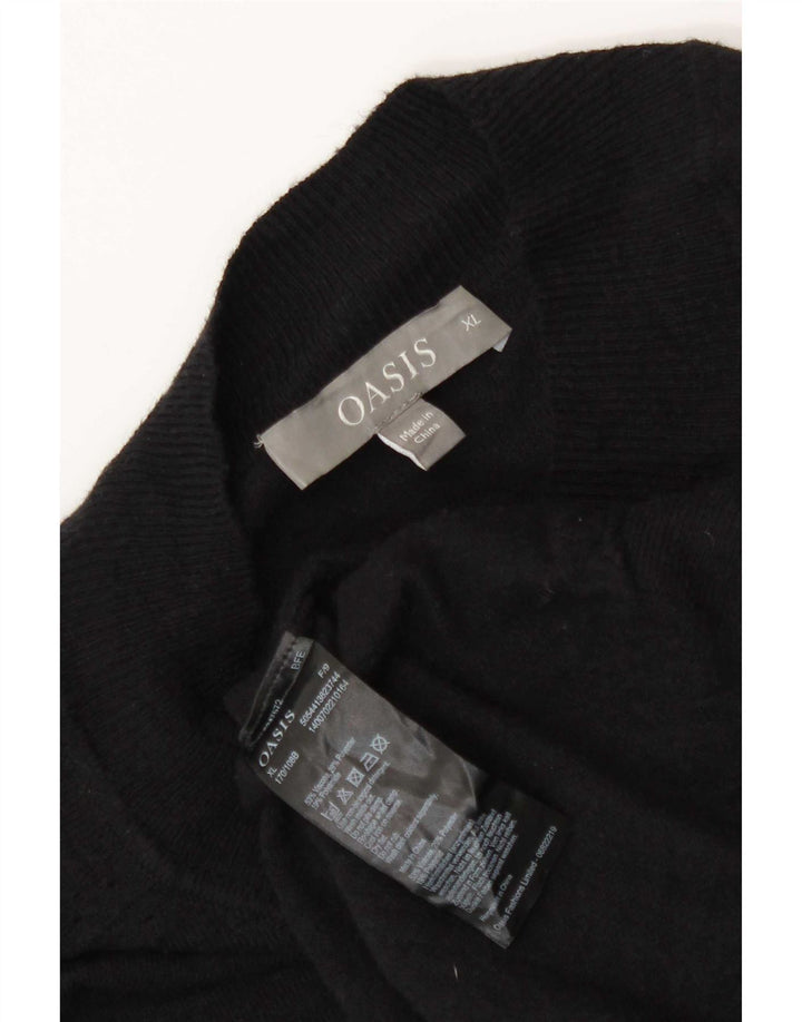 Женский свободный джемпер с высоким воротником Oasis UK 18 XL, черный вискоза