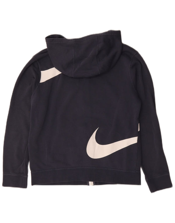 Свитер с капюшоном и молнией с рисунком Nike для мальчиков, 13–14 лет, темно-синий, хлопок, размер XL