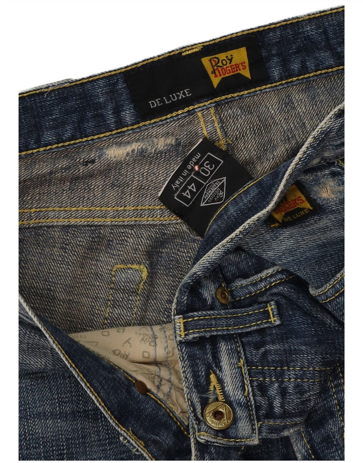 Женские потертые узкие джинсы Roy Rogers De Luxe W30 L31 Темно-синие хлопковые