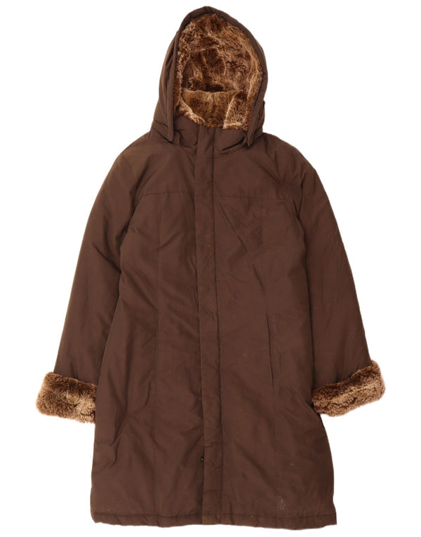 Женское стеганое пальто с капюшоном Woolrich UK 16, большой коричневый хлопок