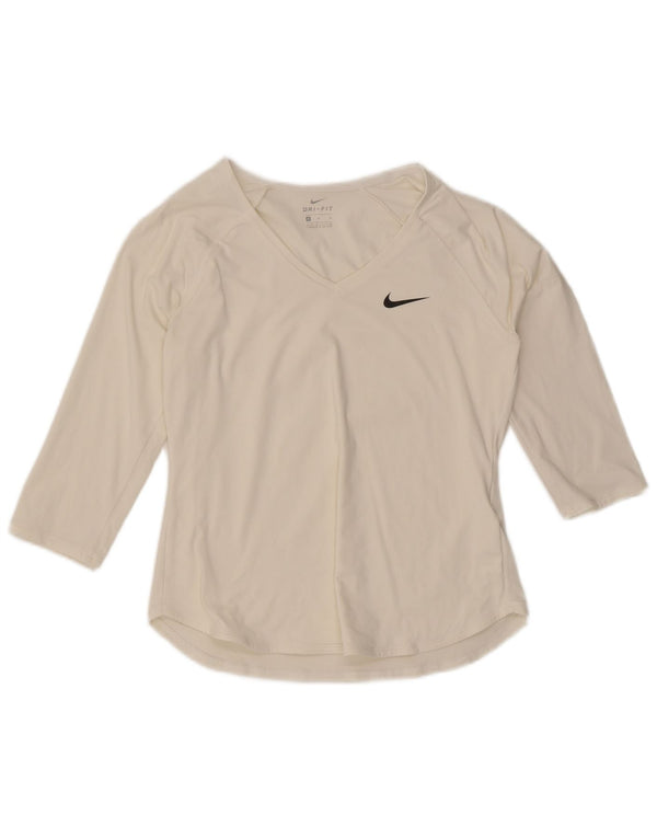 Женский топ Nike Dri Fit с рукавом 3/4 UK 12, средний белый полиэстер