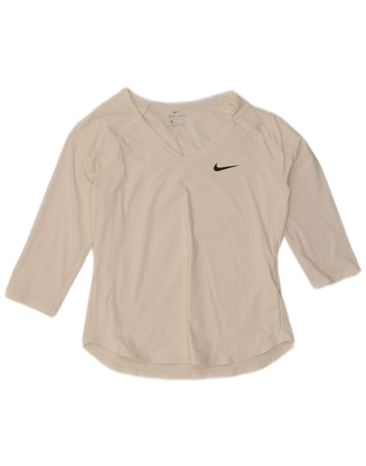 Женский топ Nike Dri Fit с рукавом 3/4 UK 12, средний белый полиэстер