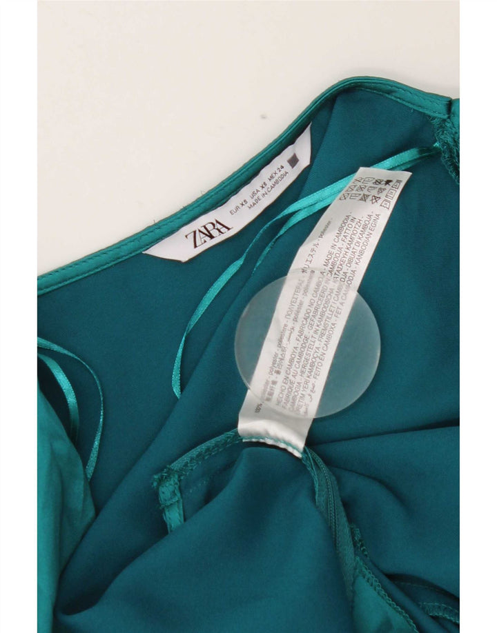 Женская укороченная блузка Zara UK 6 XS, зеленый полиэстер