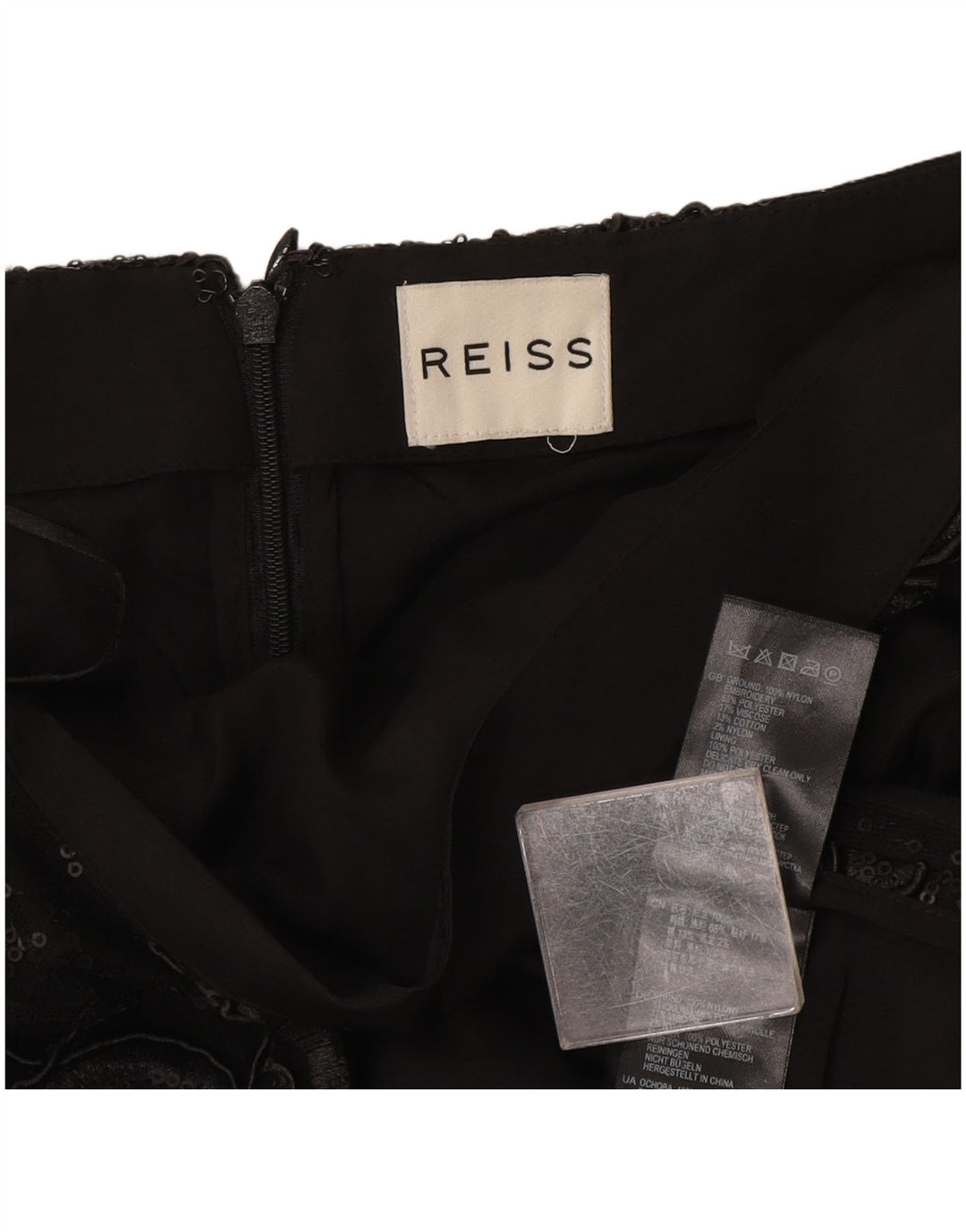Женская мини-юбка Reiss с абстрактным узором W30, средний черный полиэстер