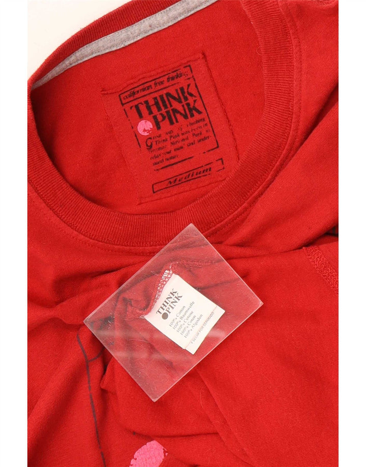 Think Pink Мужской топ с рисунком с длинным рукавом, средний красный хлопок