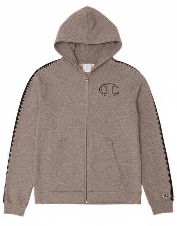 Свитер с капюшоном и молнией с графическим рисунком для мальчиков Champion, 15–16 лет, размер 2XL, серый с цветными блоками