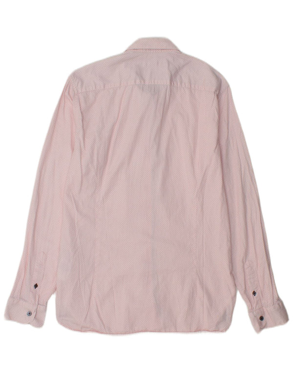 TED BAKER Mens Modern Fit Shirt Size 15 5 Medium Pink Spotted Lyocell