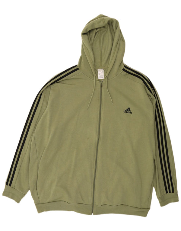Adidas Mens Zip Hoodie Sweater 3XL Khaki Cotton