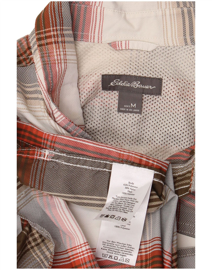 Мужская рубашка с коротким рукавом Eddie Bauer, средний серый полиэстер в клетку