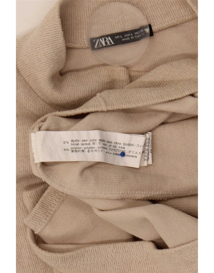 Женское платье прямого кроя Zara UK 16, большой размер, бежевый хлопок
