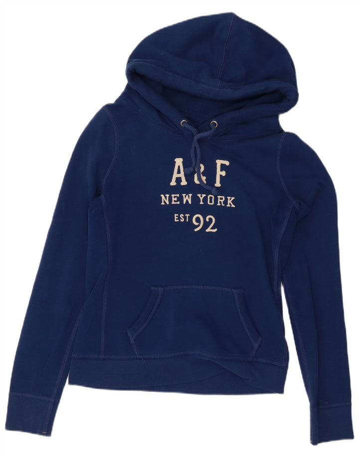 Женский джемпер с капюшоном с рисунком ABERCROMBIE & FITCH UK 14, средний, темно-синий