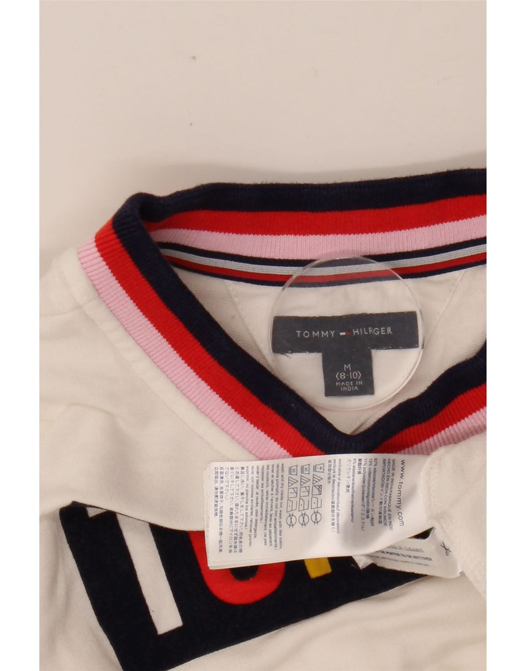 TOMMY HILFIGER Топ с открытыми плечами и рисунком для девочек 8–9 лет, средний белый